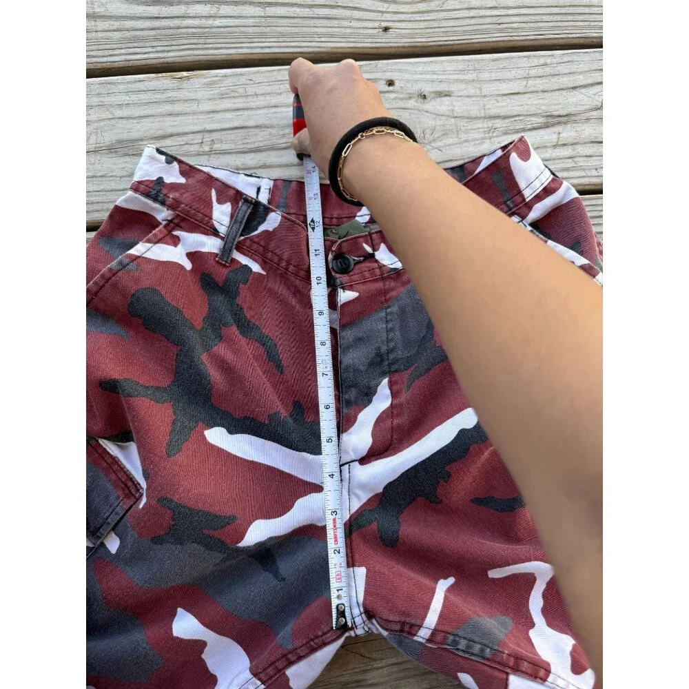 RED BLACK GREY‎ CAMO STRAIGHT CARGO PANTS MEN'S WAIST 27